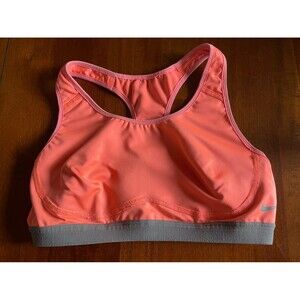 NIKE DRI-FIT Small Womens Orange Lined Wireless Pull On Racer Back Sport Bra